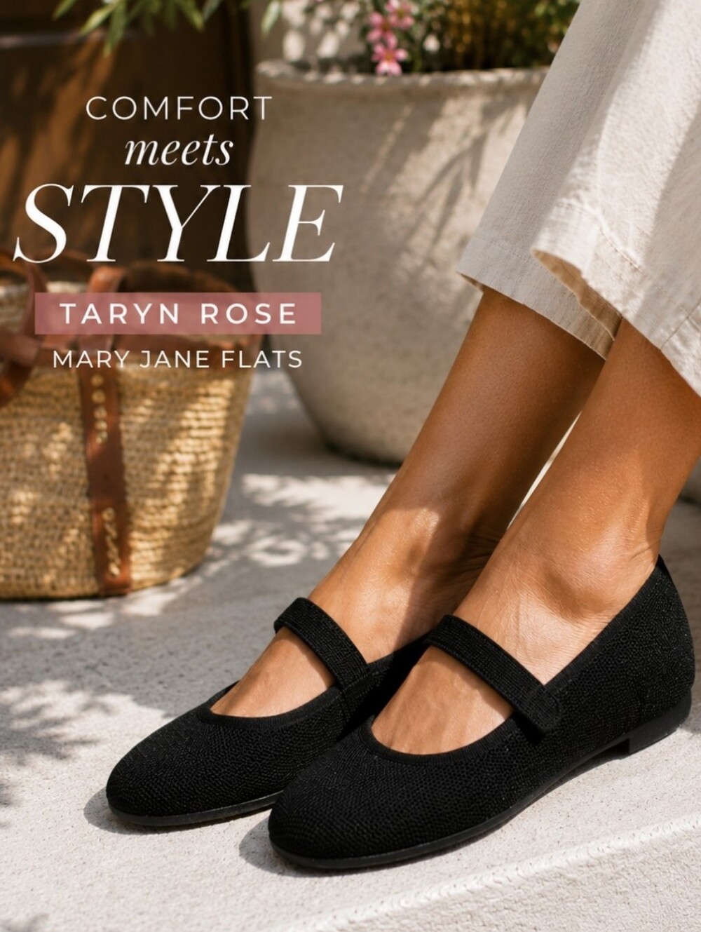 Taryn Rose Black Mary Jane Flats